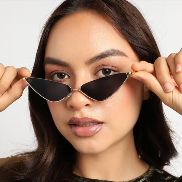 Slim Chrome Cateye Sunglasses - Picture 2 of 10